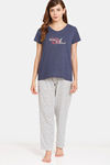 Rosaline Symmetry Knit Cotton Pyjama Set - Ocean Cavern — thumbnail 4